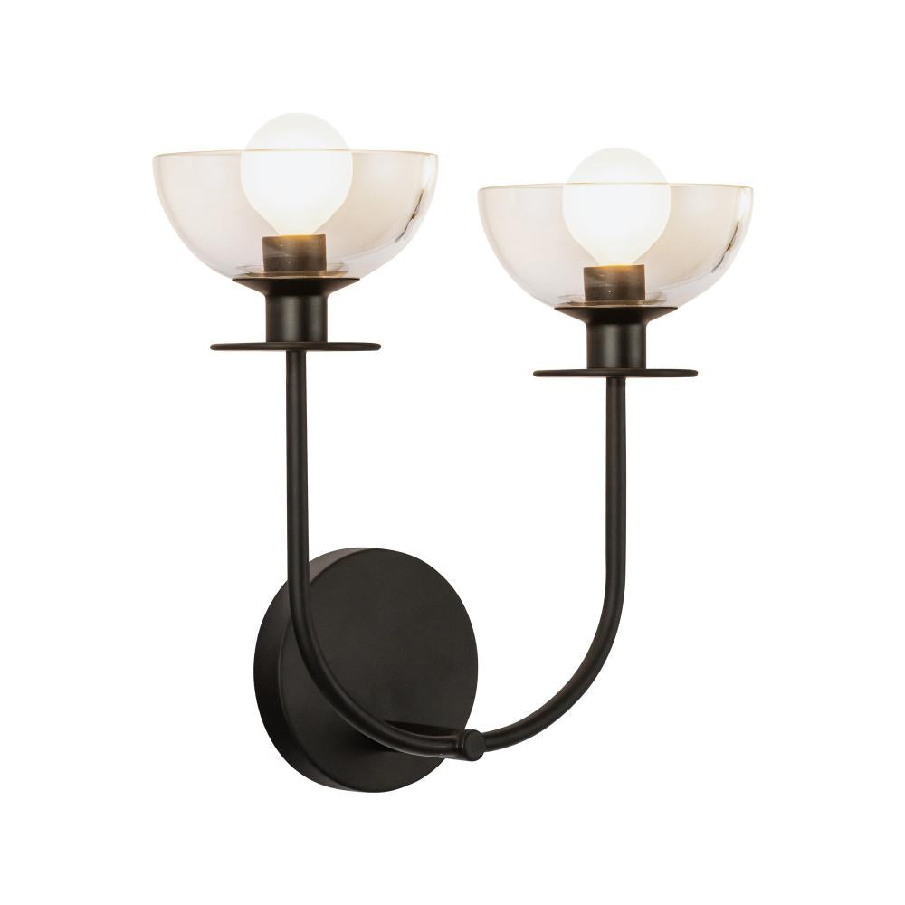 ALORA MOOD Lighting WV515212MBCL Wall Vanity Light Fixture, UL Damp Rated, Matte Black/Clear Glass