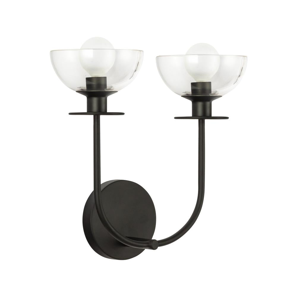 ALORA MOOD Lighting WV515212MBCL Wall Vanity Light Fixture, UL Damp Rated, Matte Black/Clear Glass