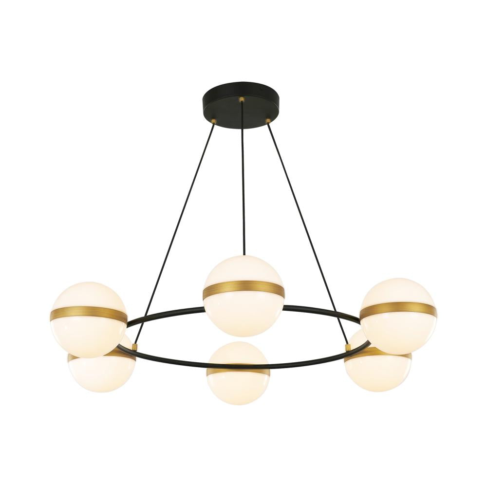 ALORA Lighting CH302006MBBG Tagliato 36-in LED Chandelier, Damp Rated, Matte Black/Brushed Gold