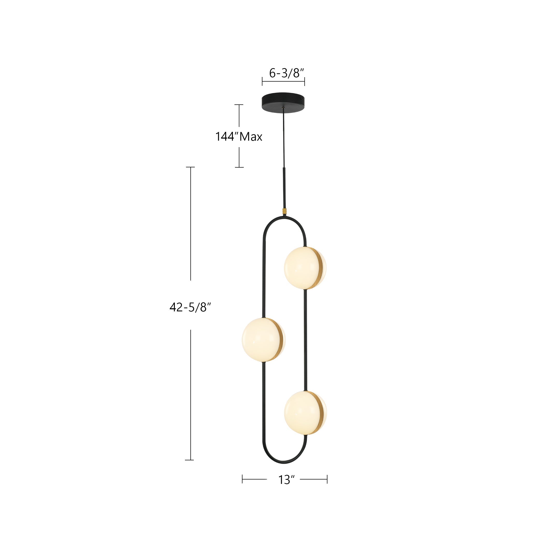 ALORA Lighting PD302003MBBG-UNV Pendant, LED, 3 Head, Modern Design, Matte Black/Brushed Gold