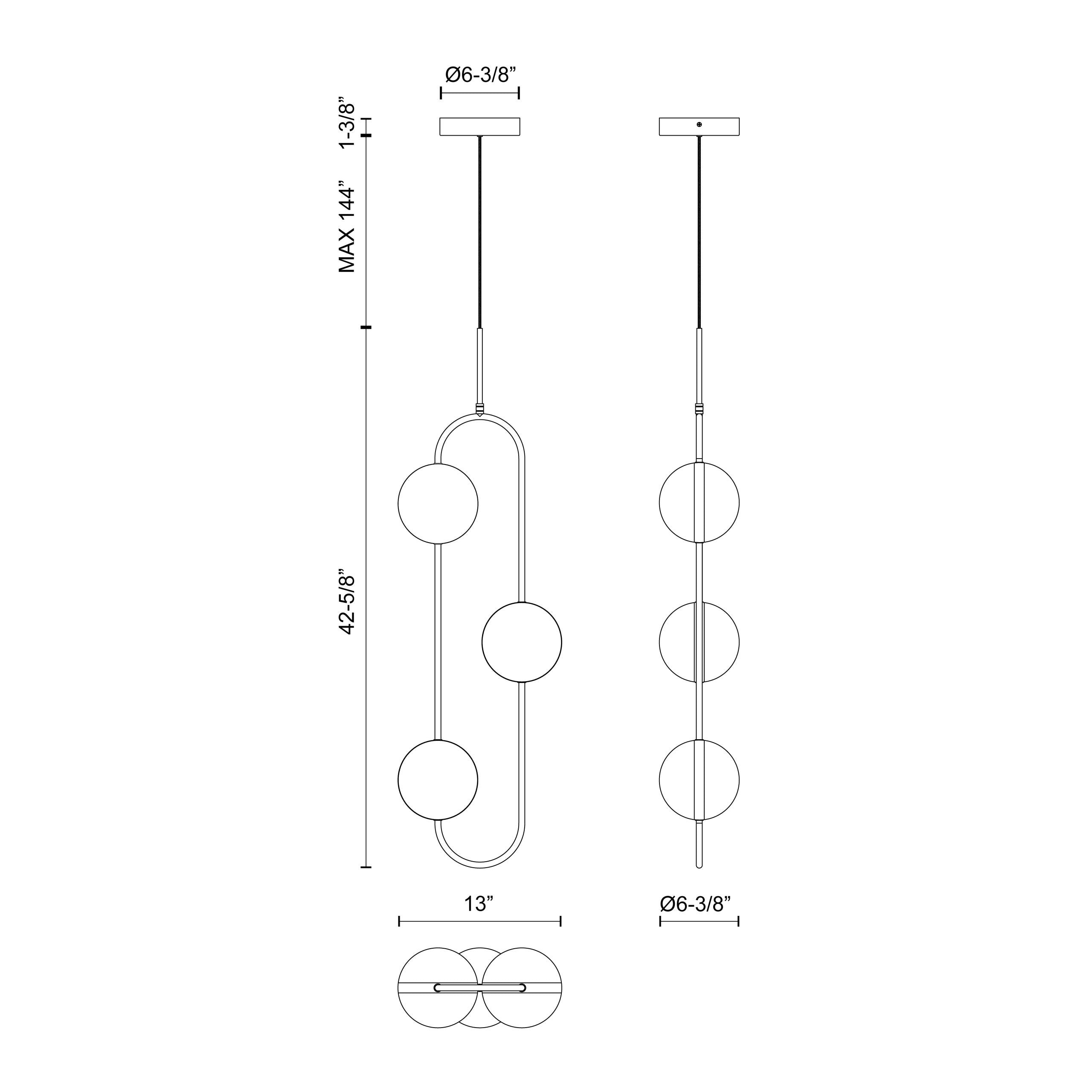 ALORA Lighting PD302003MBBG-UNV Pendant, LED, 3 Head, Modern Design, Matte Black/Brushed Gold