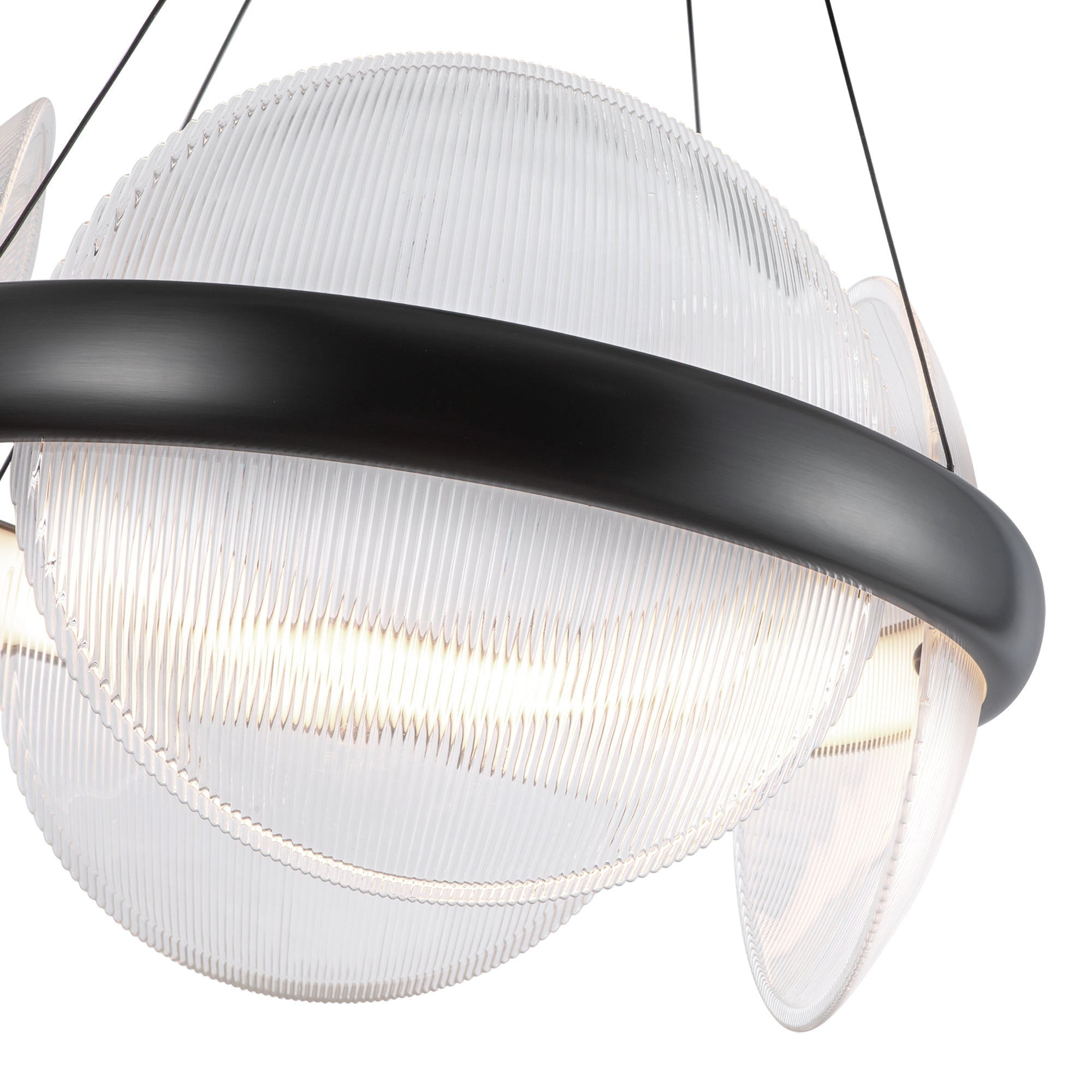 Kuzco Lighting CH13922-UBCR-UNV Chandelier, 22-in, Urban Bronze/Clear Ribbed Glass