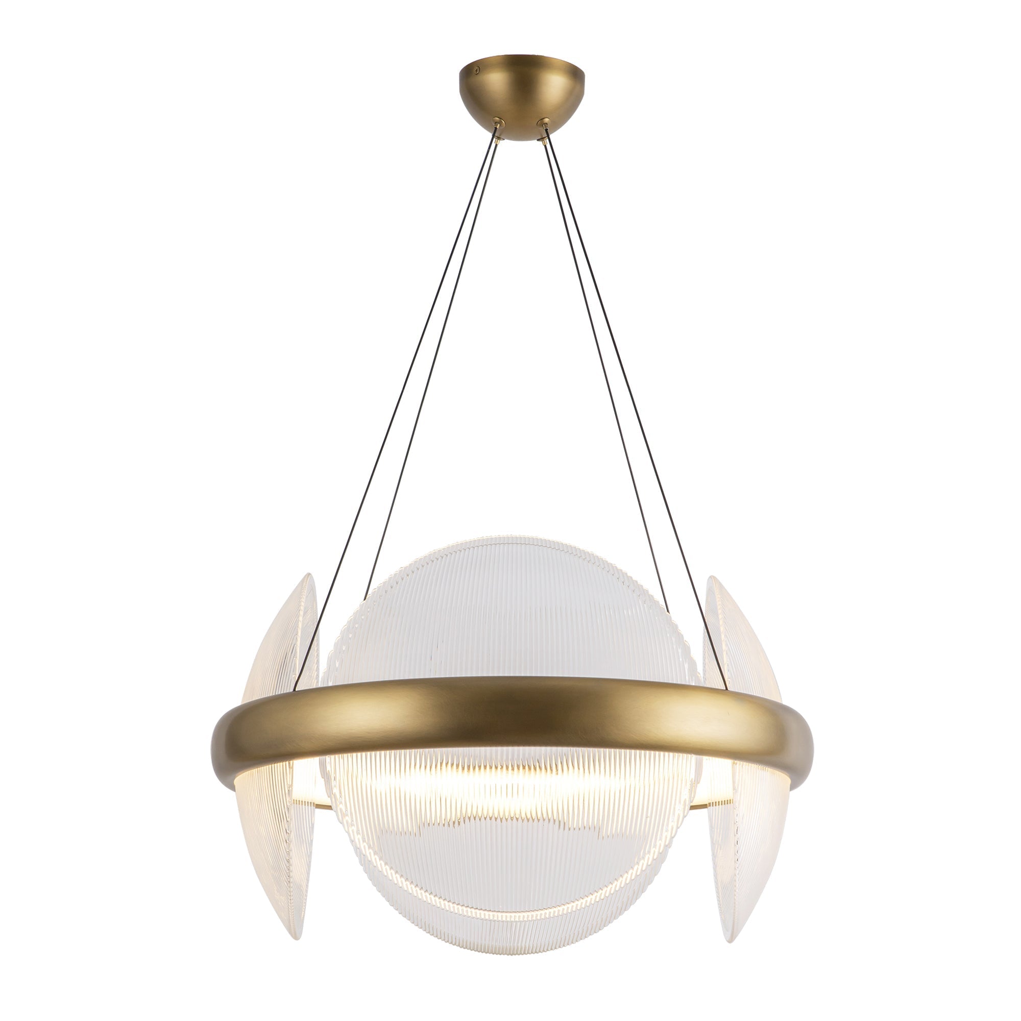 Kuzco Lighting CH13922-VBCR-UNV Chandelier, Vintage Brass/Clear Ribbed Glass