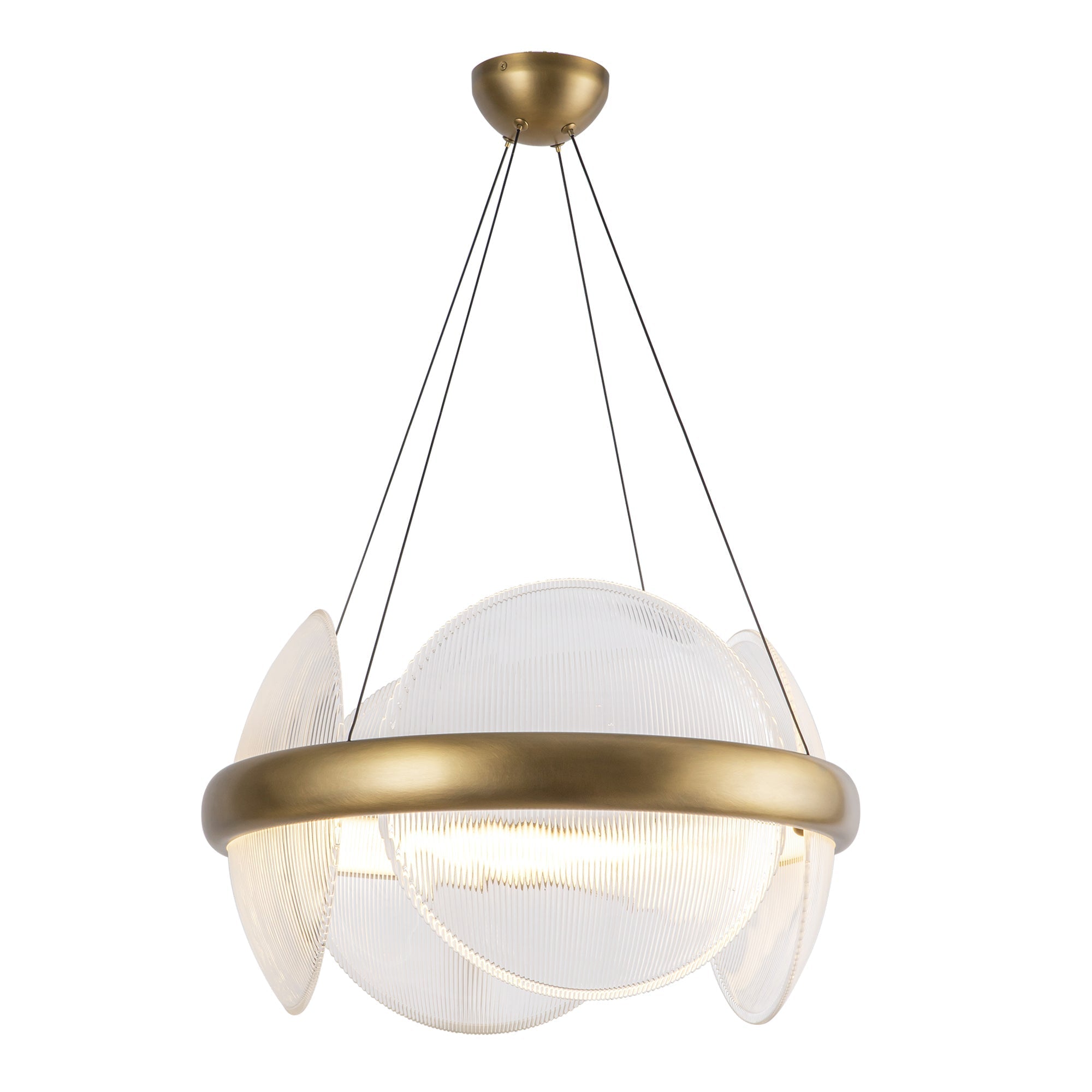 Kuzco Lighting CH13922-VBCR-UNV Chandelier, Vintage Brass/Clear Ribbed Glass