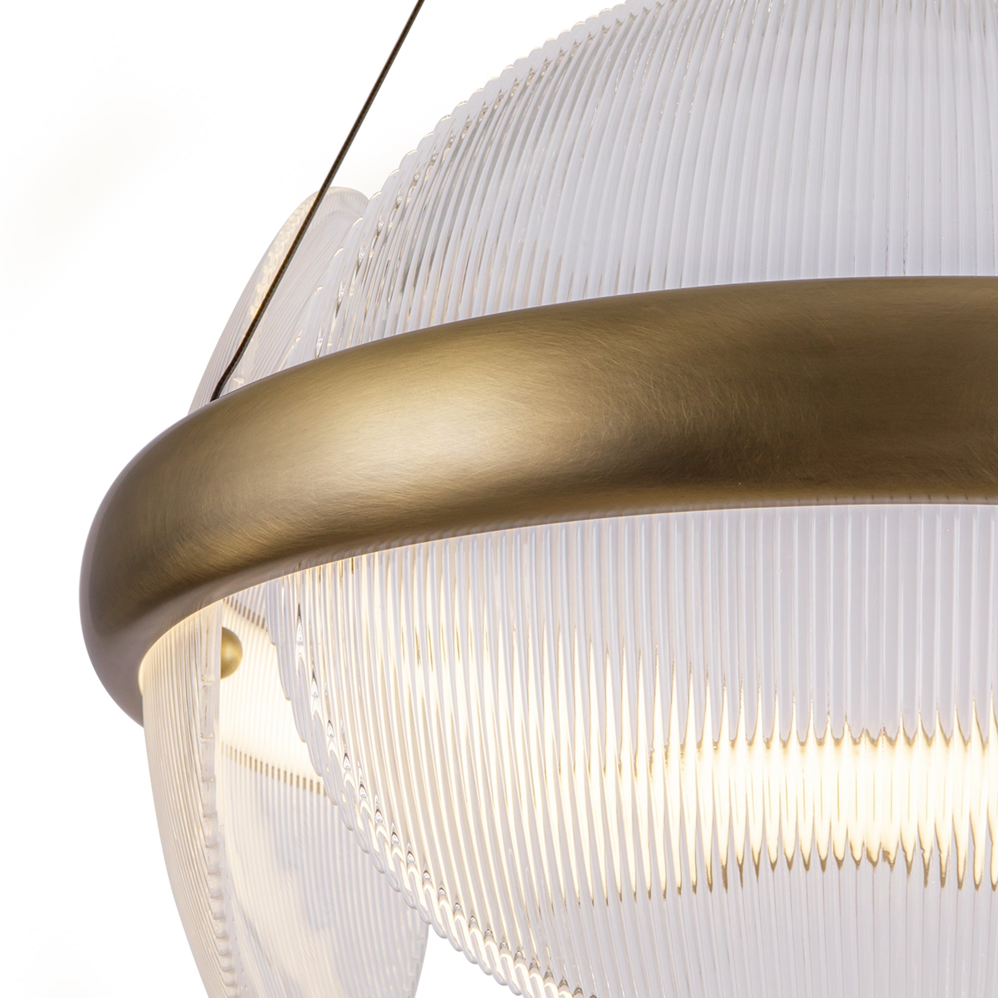 Kuzco Lighting CH13922-VBCR-UNV Chandelier, Vintage Brass/Clear Ribbed Glass