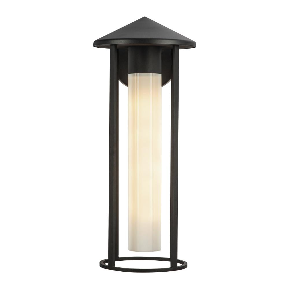 ALORA MOOD Lighting Tenko 18-in Black/Glossy Opal Glass 1 Light Exterior Wall Fixture, UL Rated, Black/Glossy Opal Glass