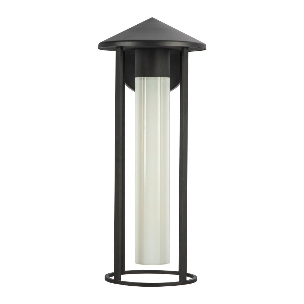 ALORA MOOD Lighting Tenko 18-in Black/Glossy Opal Glass 1 Light Exterior Wall Fixture, UL Rated, Black/Glossy Opal Glass