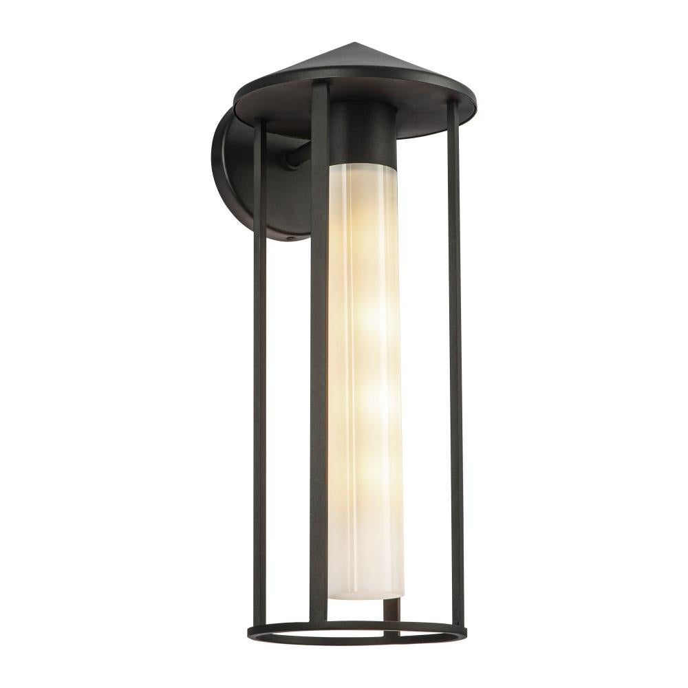 ALORA MOOD Lighting Tenko 18-in Black/Glossy Opal Glass 1 Light Exterior Wall Fixture, UL Rated, Black/Glossy Opal Glass