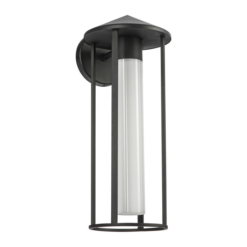 ALORA MOOD Lighting Tenko 18-in Black/Glossy Opal Glass 1 Light Exterior Wall Fixture, UL Rated, Black/Glossy Opal Glass