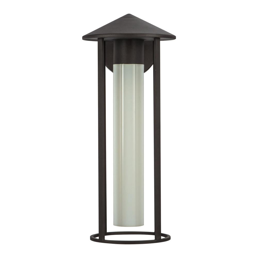 ALORA MOOD Lighting Tenko 18-in Exterior Wall Light Fixture, UL Damp Rated, Bronze/Glossy Opal Glass