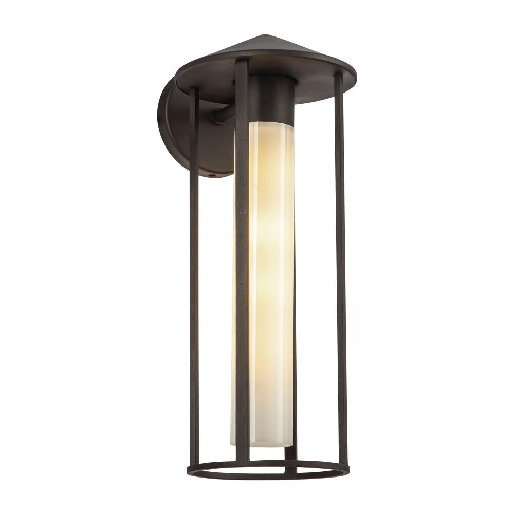 ALORA MOOD Lighting Tenko 18-in Exterior Wall Light Fixture, UL Damp Rated, Bronze/Glossy Opal Glass