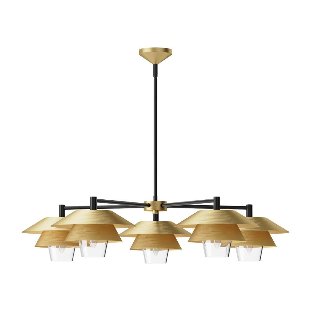 ALORA MOOD Lighting CH475138BGCL Chandeliers, Brushed Gold/Clear Glass