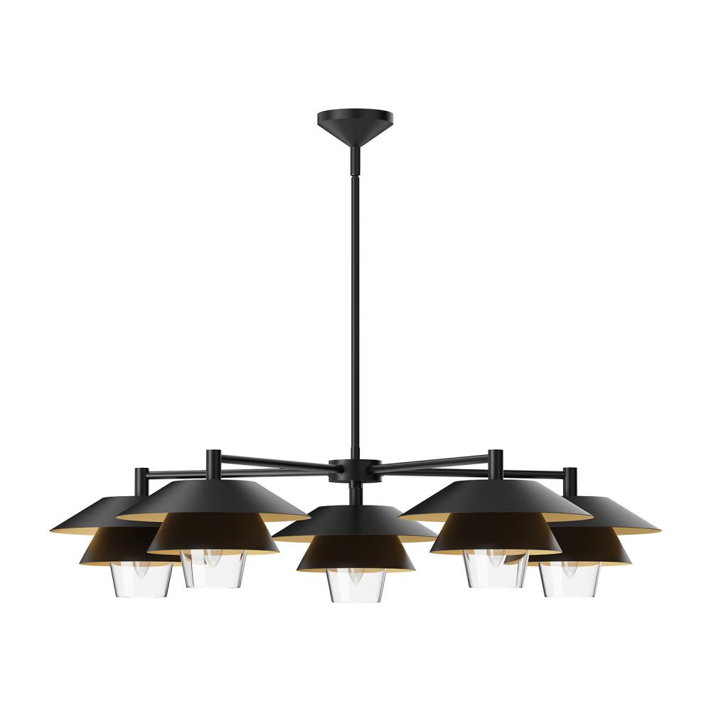 ALORA MOOD Lighting Tetsu CH475138MBCL Chandeliers, Matte Black/Clear Glass
