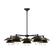 ALORA MOOD Lighting Tetsu CH475138MBCL Chandeliers, Matte Black/Clear Glass