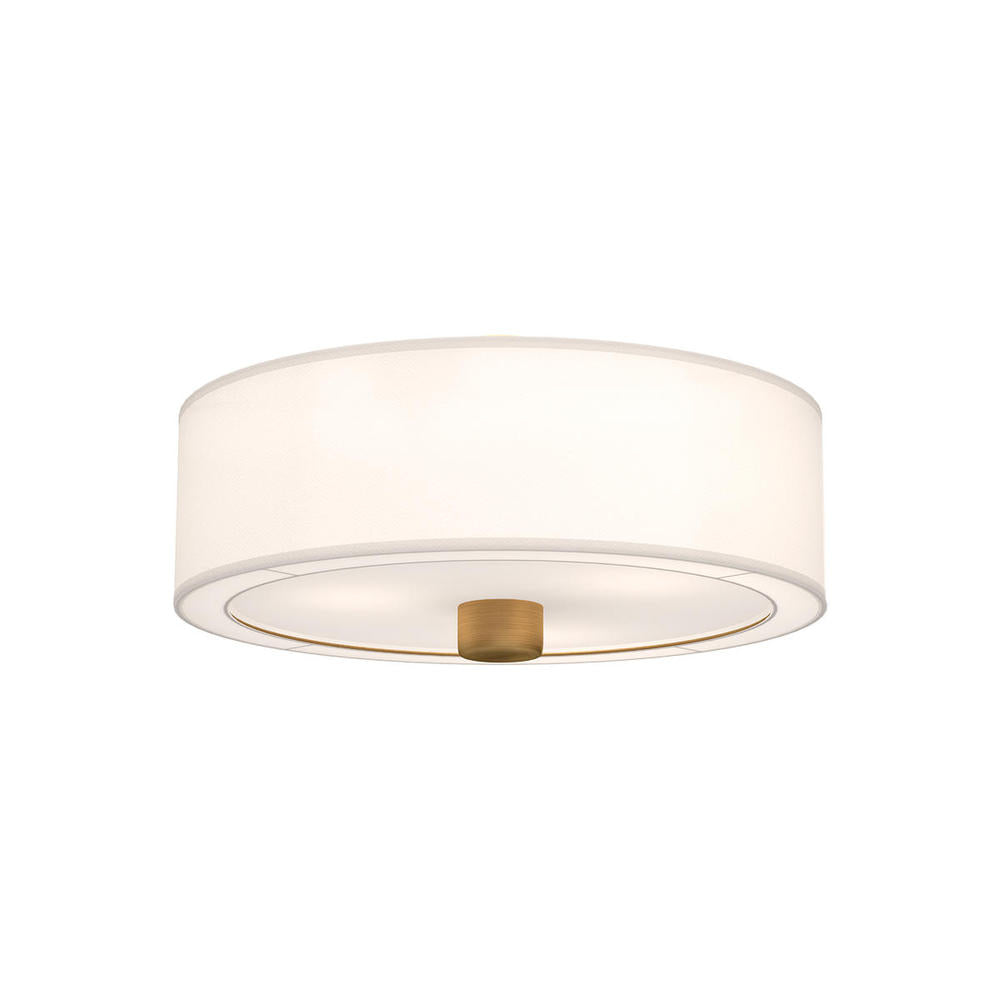ALORA MOOD Lighting FM547924AGWL Flush Mount Fixture, UL Damp Rated, Aged Gold/White Linen