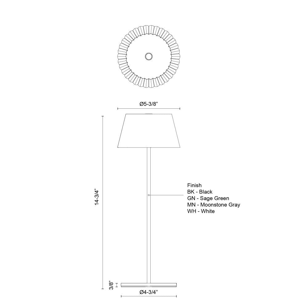 Kuzco Dario TL65614-MN Table Lamp, LED, Moonstone Gray