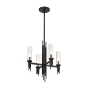 ALORA Lighting CH335418MBCR Torres 4 Lights Chandelier, Clear Ribbed Glass/Matte Black