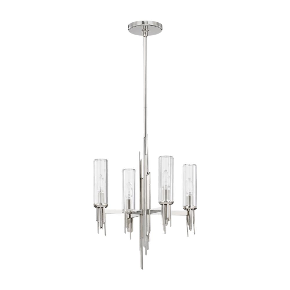 ALORA Lighting CH335418PNCR Chandeliers, 4 Lights, Ribbed Glass, Polished Nickel
