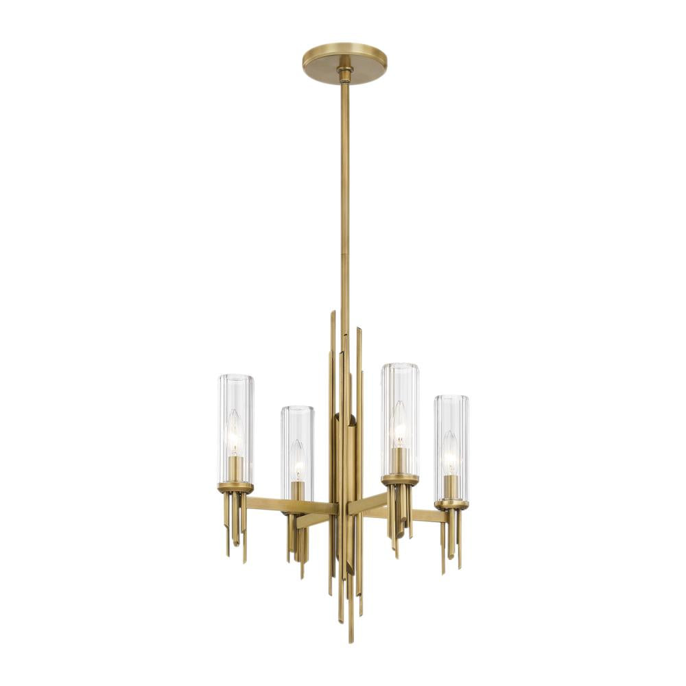 ALORA Lighting CH335418VBCR Chandeliers, Ribbed Glass/Vintage Brass