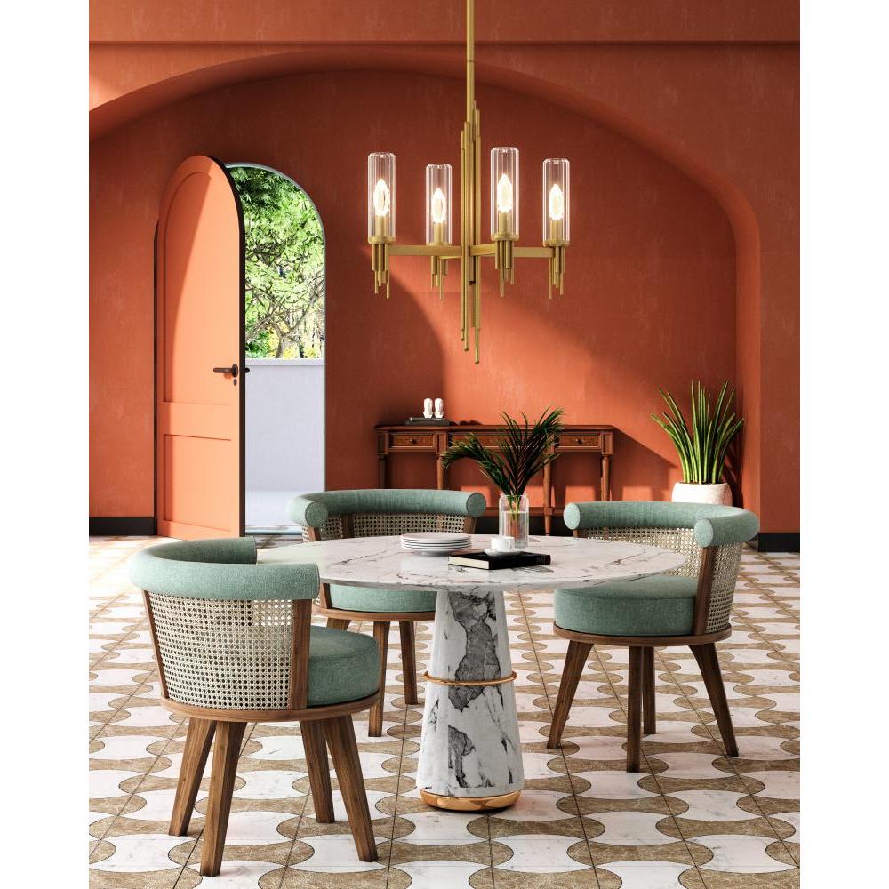 ALORA Lighting CH335418VBCR Chandeliers, Ribbed Glass/Vintage Brass