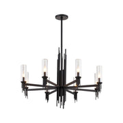 ALORA Lighting Torres CH335836MBCR Chandeliers, 36-in, Clear Ribbed Glass/Matte Black