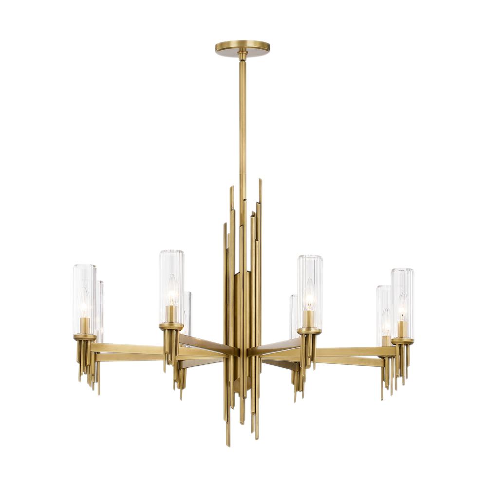 ALORA Lighting CH335836VBCR Chandeliers, Ribbed Glass/Vintage Brass