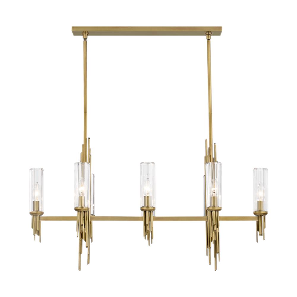 ALORA Lighting LP335838VBCR Linear Pendant, Ribbed Glass/Vintage Brass