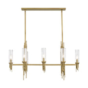 ALORA Lighting LP335838VBCR Linear Pendant, Ribbed Glass/Vintage Brass
