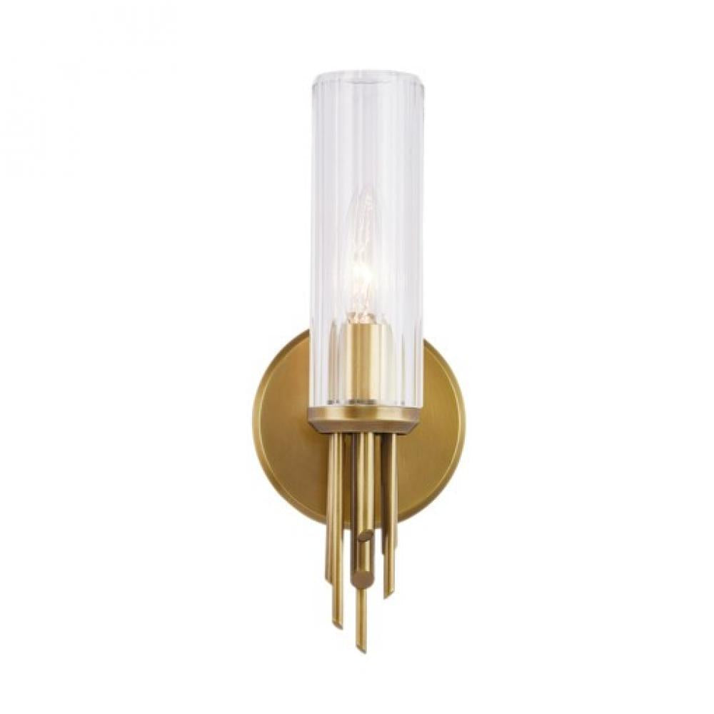 ALORA Lighting Torres WV335103VBCR Vanity Light Fixture, UL Damp Rated, Ribbed Glass/Vintage Brass