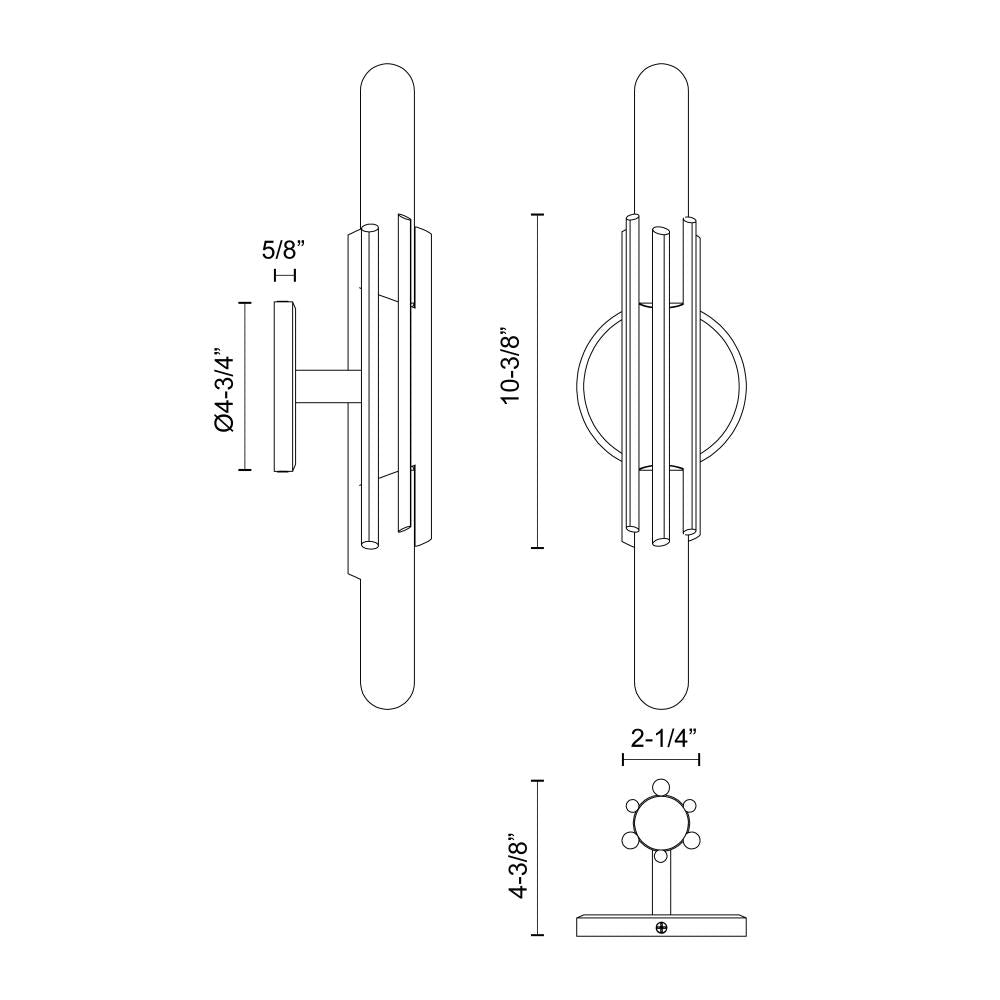 ALORA Lighting Torres WV335811PN Wall/Vanity Lights, 11-in, Polished Nickel