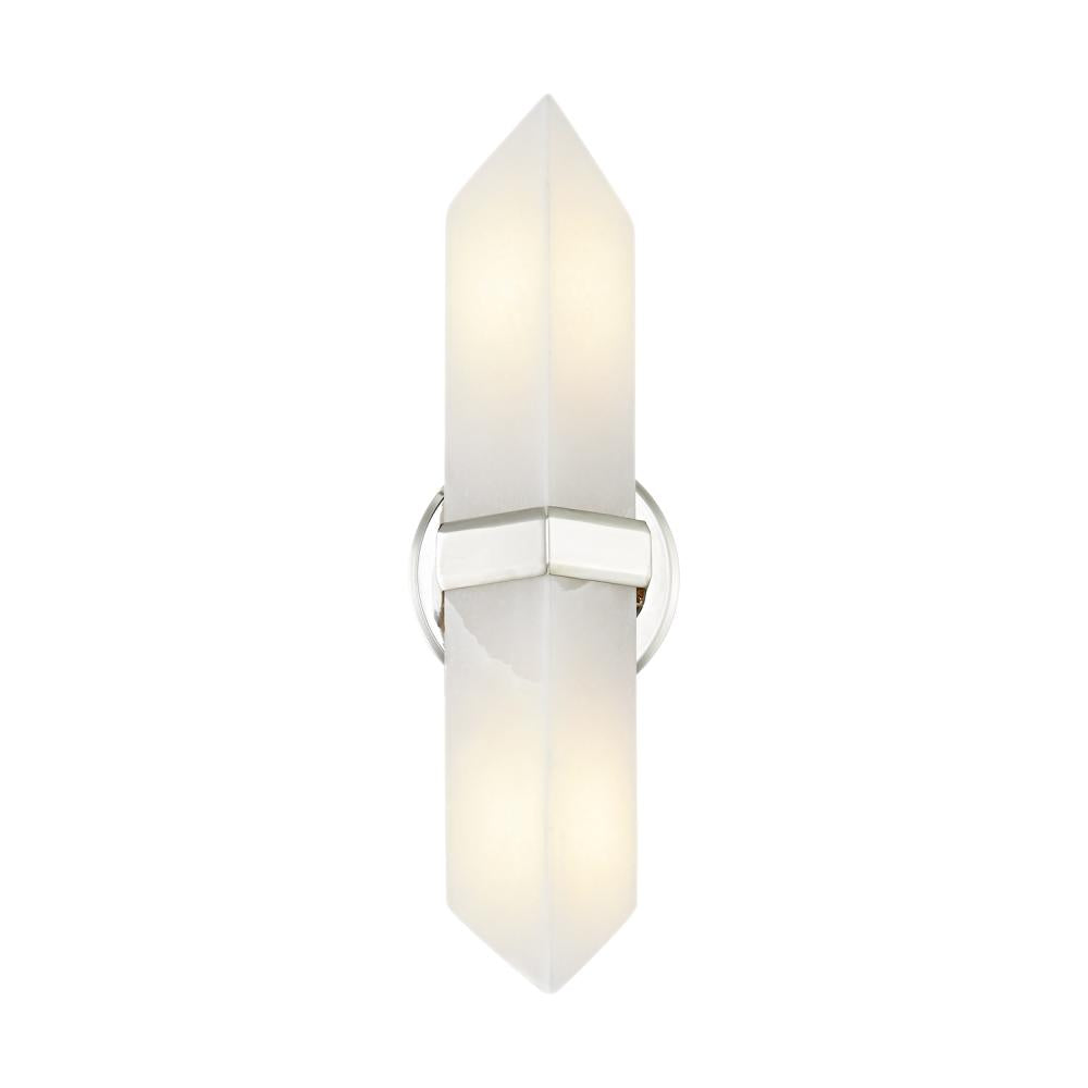 ALORA Lighting WV334215PNAR Valencia 15-in Wall/Vanity Light Fixture, UL Damp Rated, Polished Nickel/Alabaster