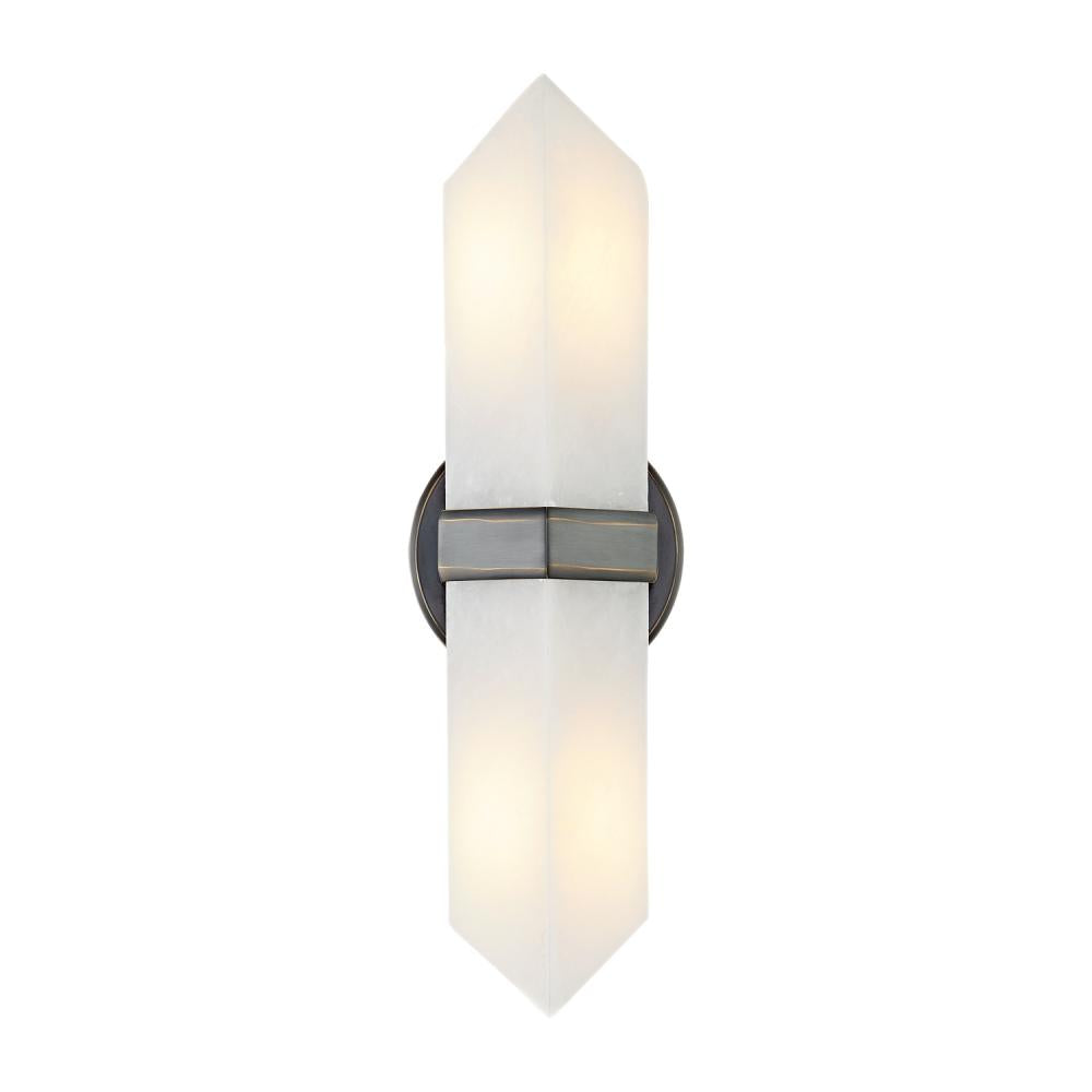 ALORA Lighting Valencia WV334215UBAR Wall/Vanity Light Fixture, UL Damp Rated, Urban Bronze/Alabaster