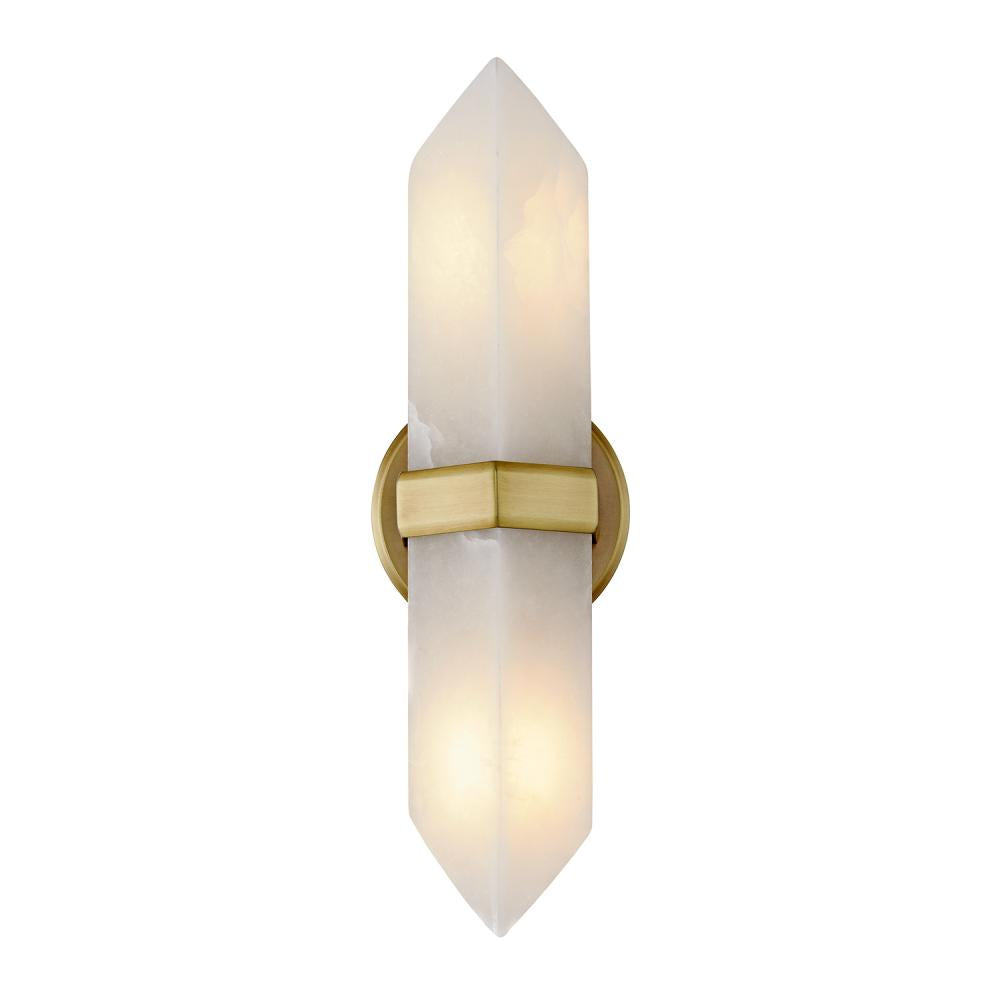 ALORA Lighting Valencia WV334215VBAR Vintage Brass/Alabaster 2 Lights Wall/Vanity Light Fixture