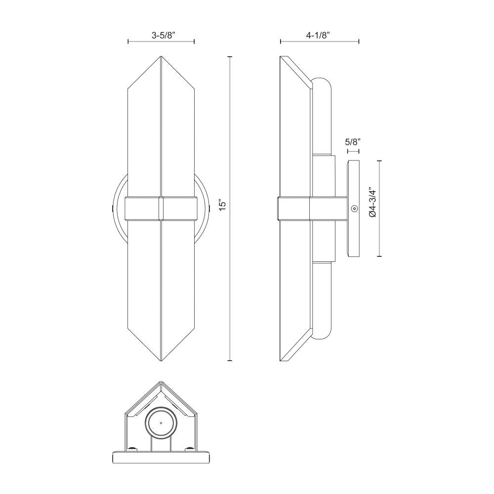 ALORA Lighting WV334215PNAR Valencia 15-in Wall/Vanity Light Fixture, UL Damp Rated, Polished Nickel/Alabaster