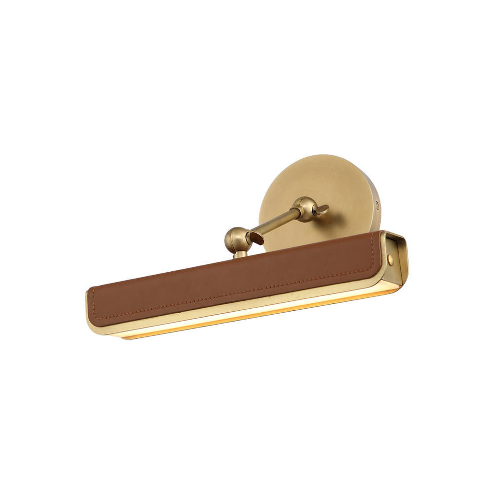 ALORA Lighting PL307912VBCL Valise Picture Light, 12-in, Vintage Brass/Cognac Leather
