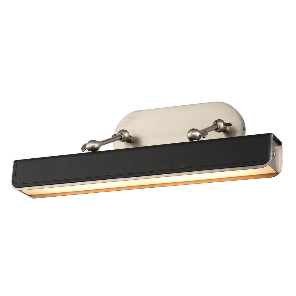 ALORA Lighting PL307919ANTL Valise Picture 20-in LED Wall Light, Aged Nickel/Tuxedo Leather