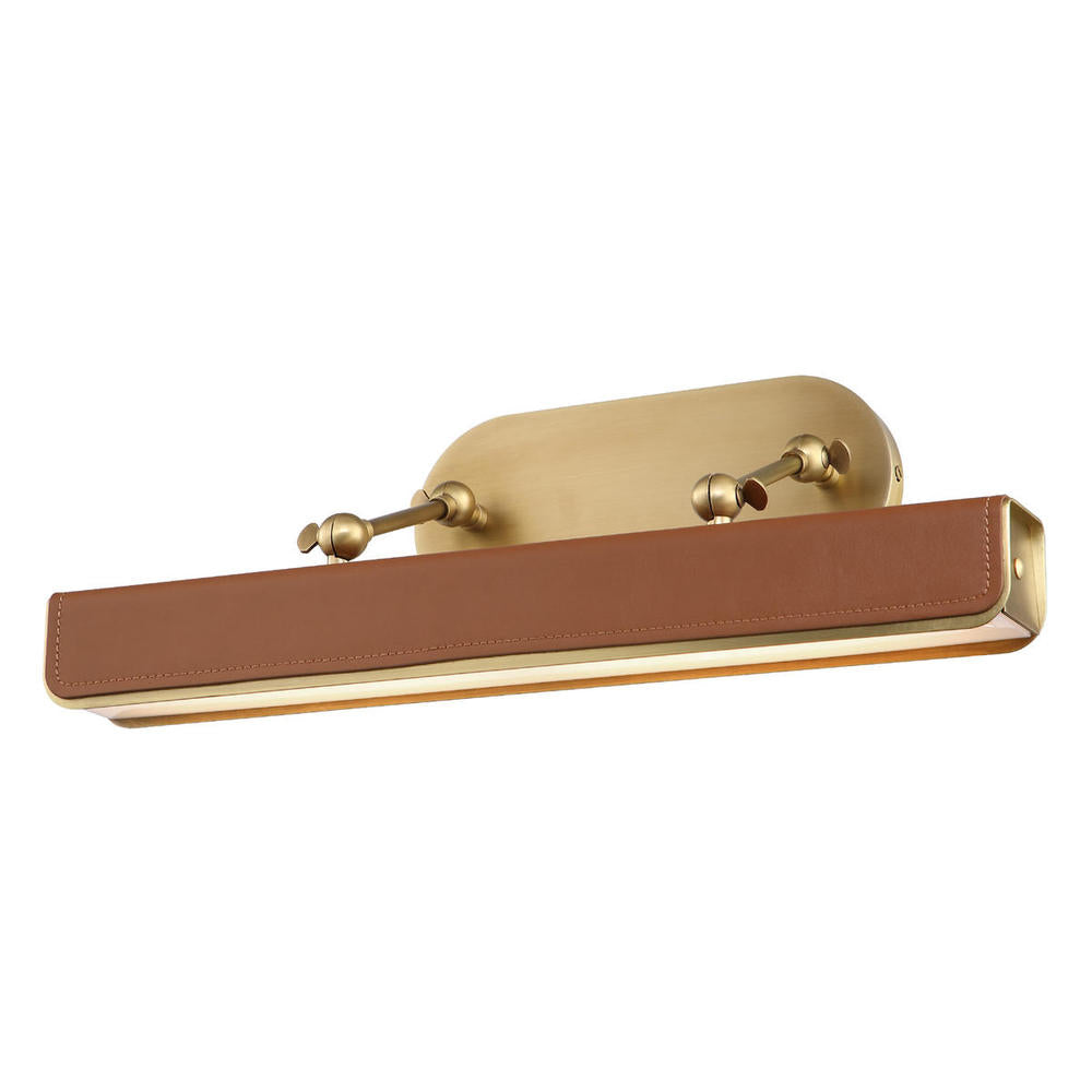 ALORA Lighting PL307919VBCL Valise Picture 20-in LED Wall Light, Vintage Brass/Cognac Leather