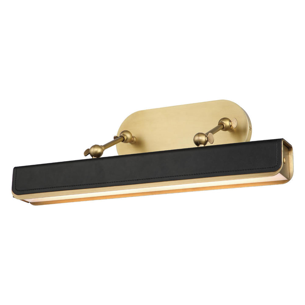 ALORA Lighting Valise 20-in LED Wall/Picture Light Fixture, UL Damp Rated, Vintage Brass/Tuxedo Leather
