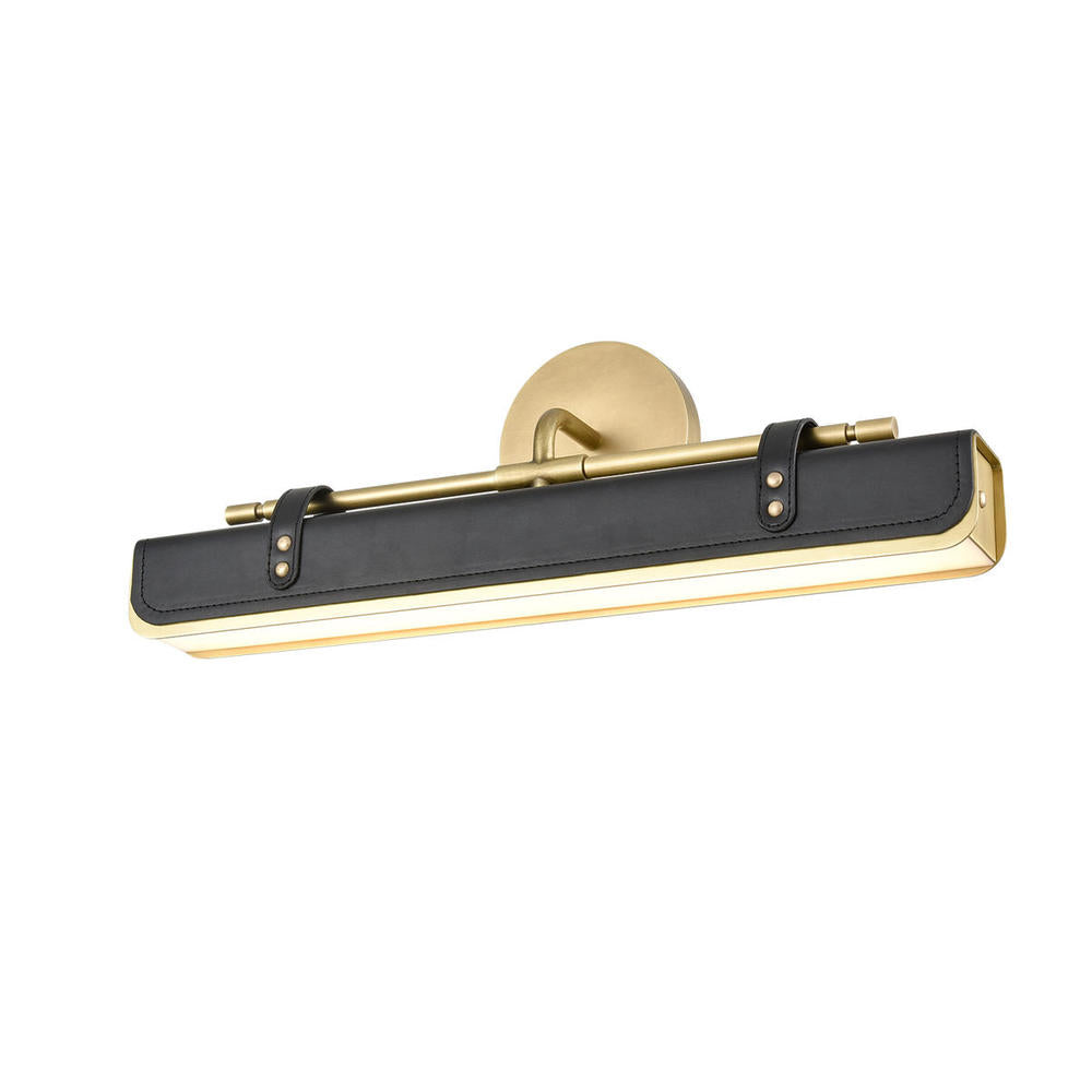 ALORA Lighting WV307919VBTL Wall/Vanity Light Fixture, UL Damp Rated, Vintage Brass/Tuxedo Leather