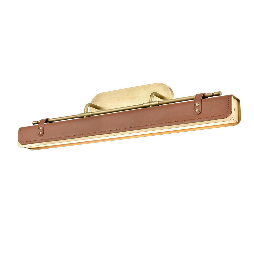 ALORA Lighting WV307931VBCL Valise 32-in Vintage Brass/Cognac Leather LED Wall/Vanity Light Fixture