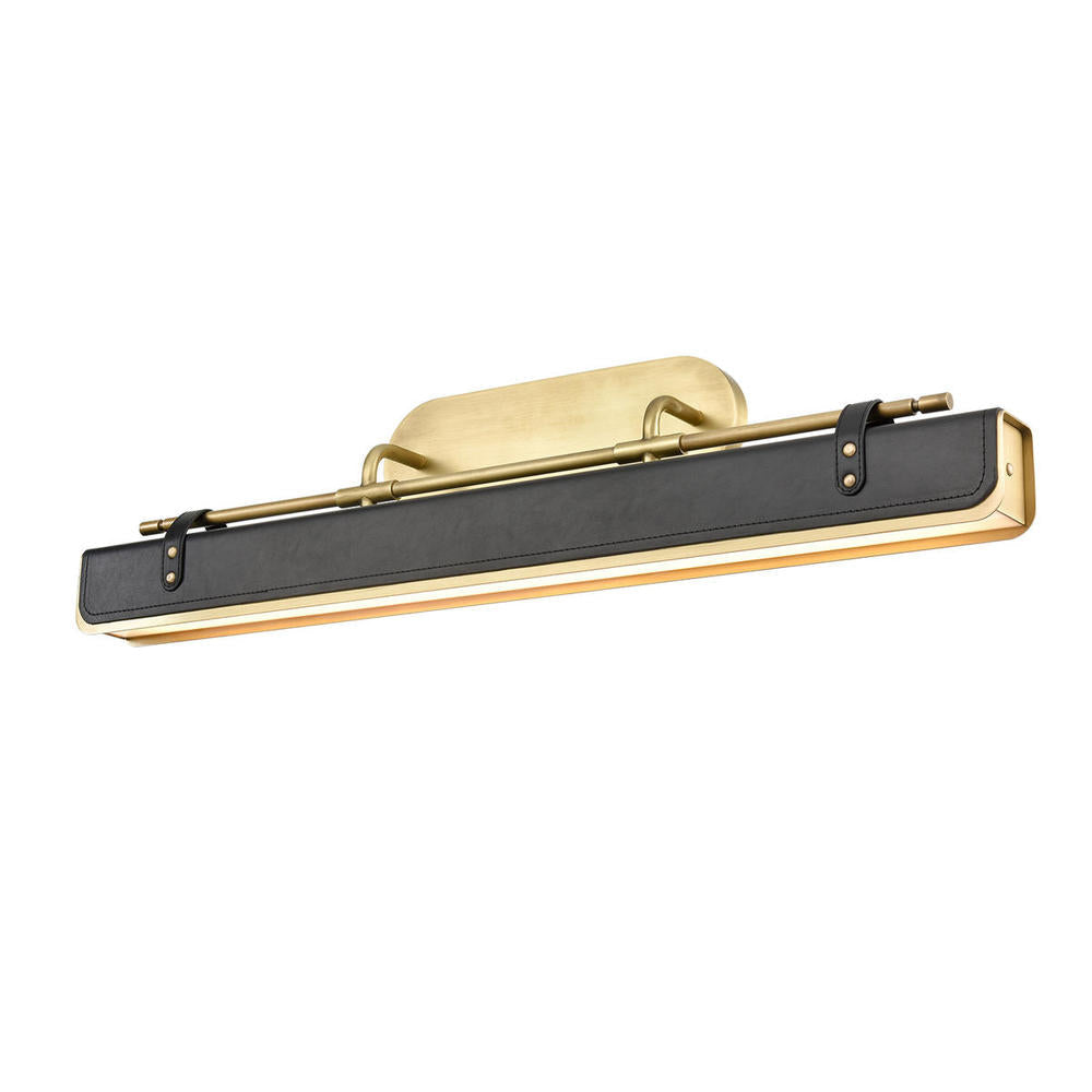ALORA Lighting Valise 32-in Vintage Brass/Tuxedo Leather LED Wall/Vanity Lights, Vintage Brass/Tuxedo Leather