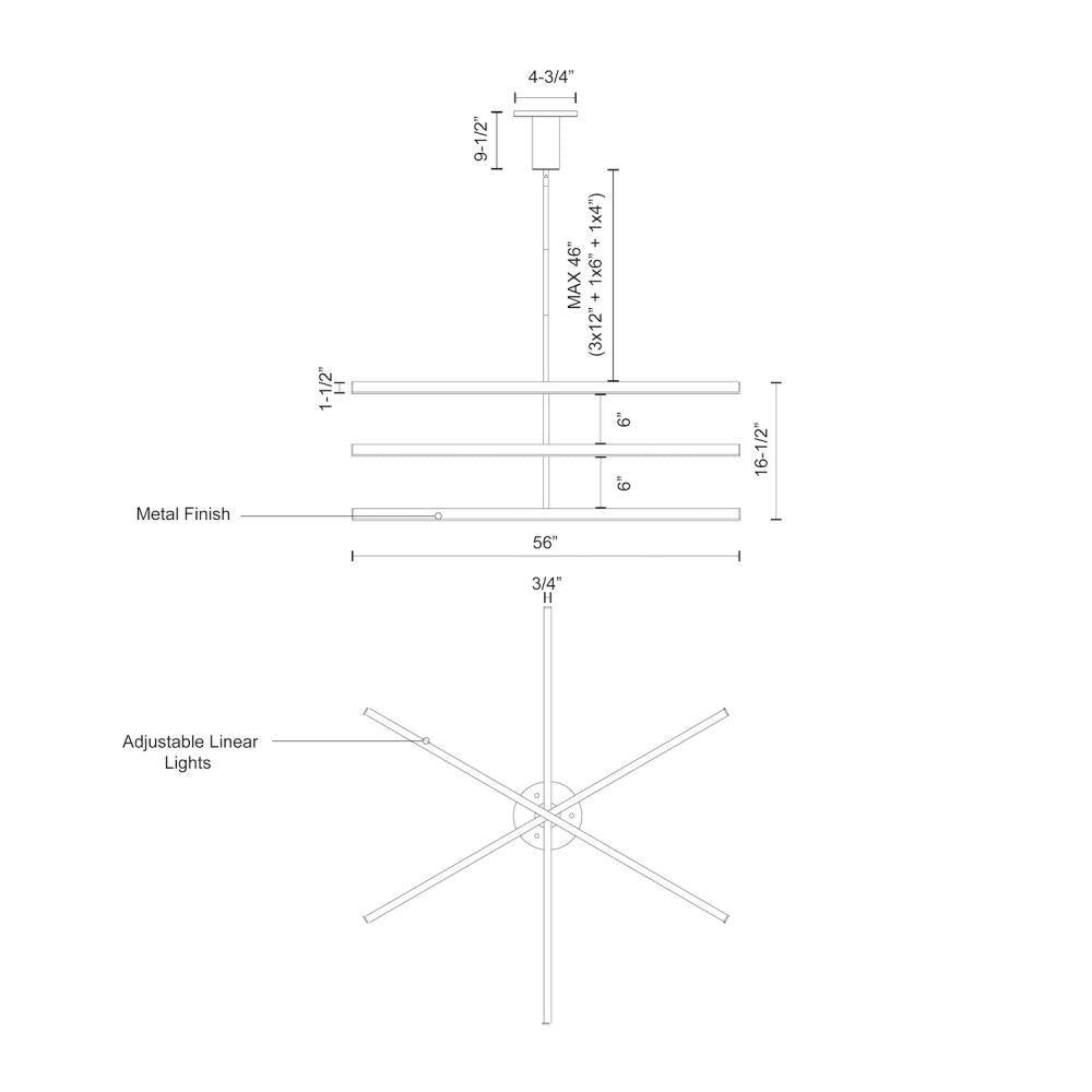 Kuzco Lighting CH10356-BG Chandelier, LED, Brushed Gold