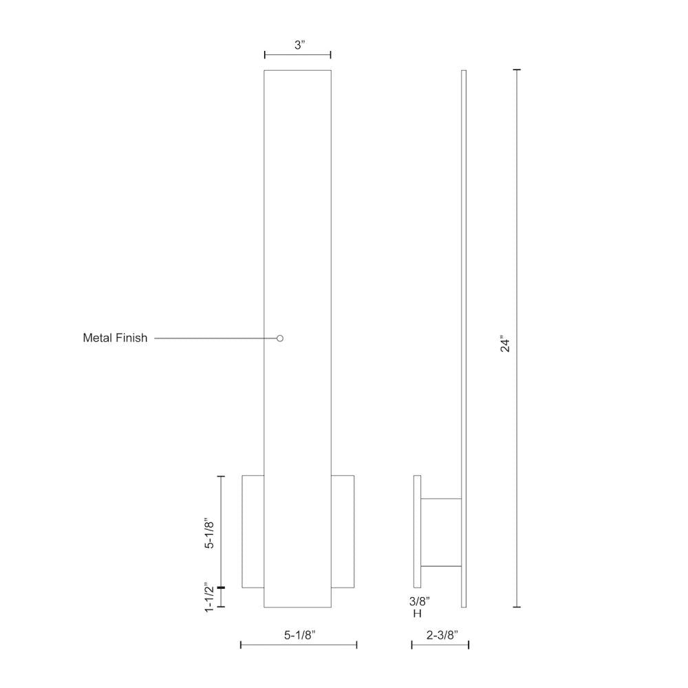 Kuzco Lighting AT7924-BN Vesta 24-in Wall Light Fixture, UL Damp Rated, Brushed Nickel