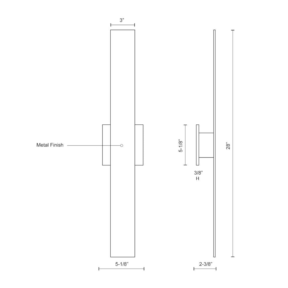 Kuzco Lighting AT7928-WH Vesta 28-in All-terior Wall Light Fixture, Timeless Design, White