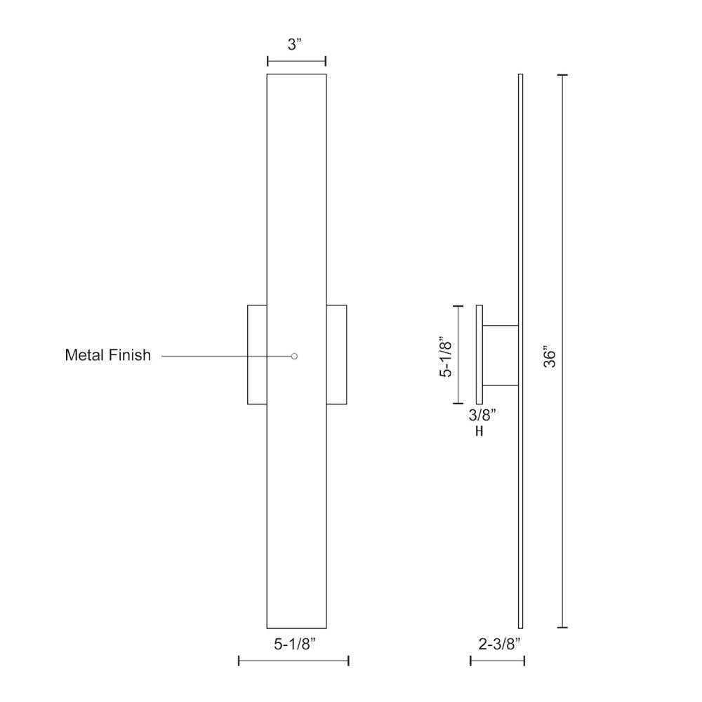 Kuzco Lighting AT7935-BN Vesta 36-in Brushed Nickel LED All-terior Wall Light Fixture, UL Damp Rated, Brushed Nickel