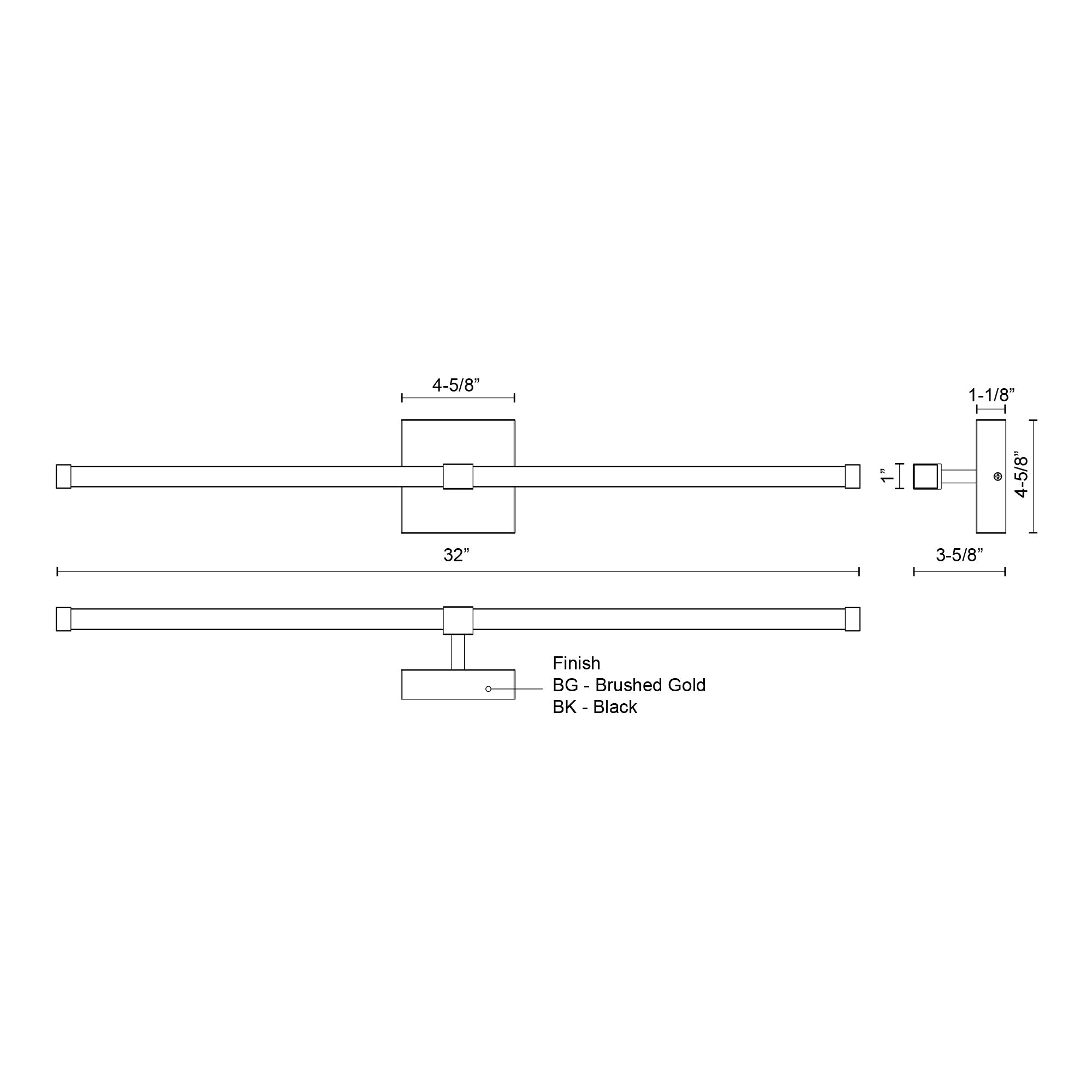 Kuzco Blade VL23532-BG-UNV Vanity Light Fixture, UL Damp Rated, Brushed Gold