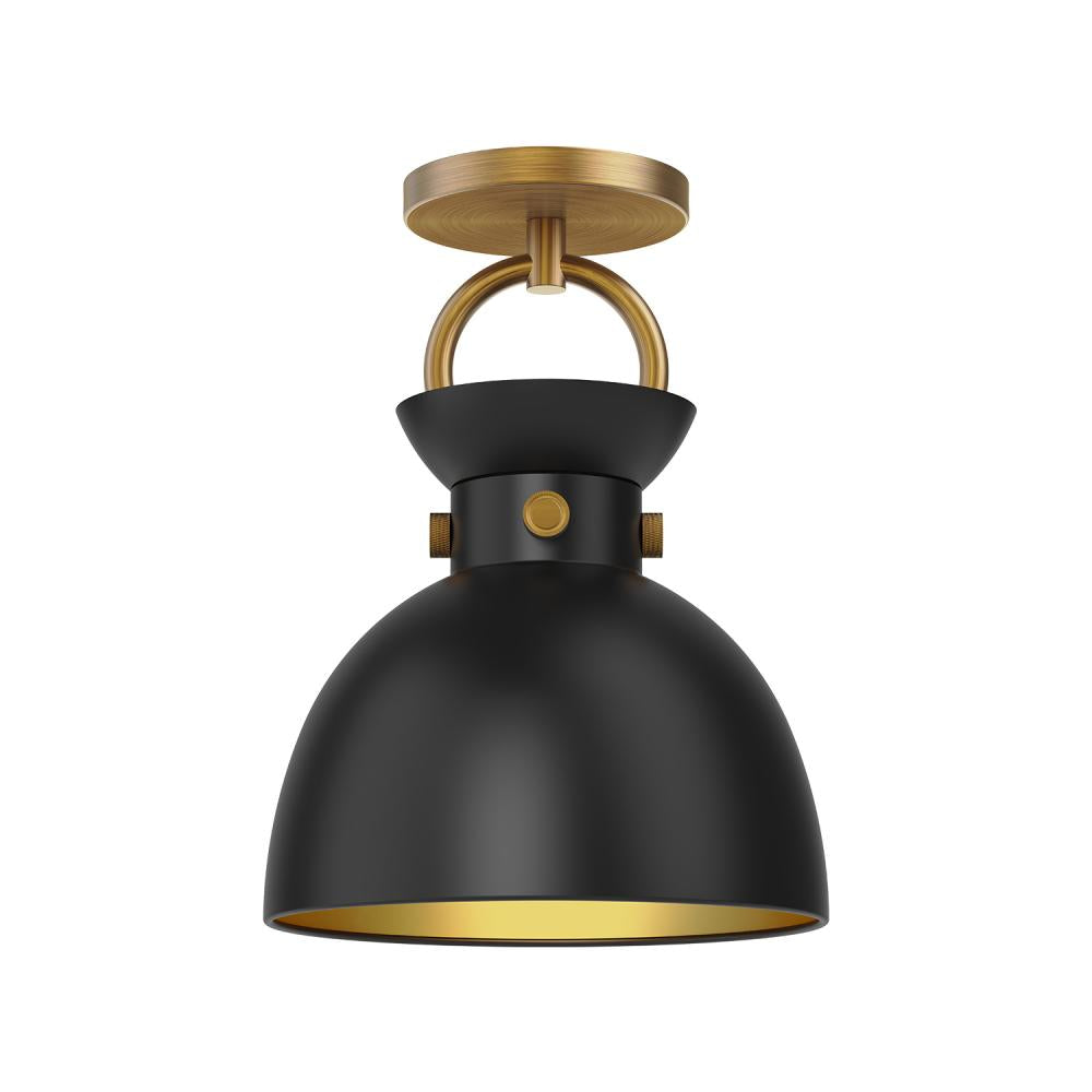 Alora Mood Waldo SF411309AGMB Semi Flush Mount Fixture, UL Damp Rated, Aged Gold/Matte Black