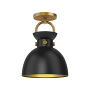 Alora Mood Waldo SF411309AGMB Semi Flush Mount Fixture, UL Damp Rated, Aged Gold/Matte Black