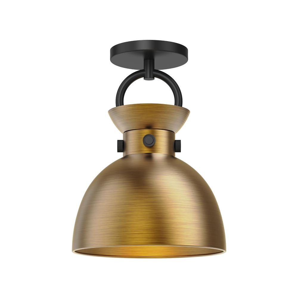 ALORA MOOD Waldo SF411309MBAG Semi Flush Mount, UL Damp Rated, Matte Black/Aged Gold