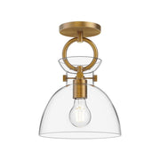 ALORA MOOD Waldo 9-in SF411809AGCL Semi Flush Mount Fixture, UL Damp Rated, Aged Gold/Clear